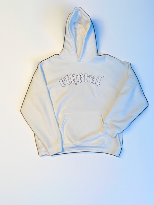 Cloudy White | Puff Lettering Hoodie